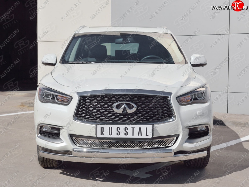 27 999 р. Защита переднего бампера (2 трубыØ75х42 мм, нержавейка) Russtal INFINITI QX60 L50 рестайлинг (2016-2021)  с доставкой в г. Набережные‑Челны