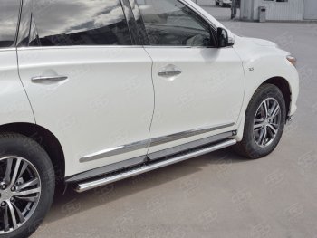 30 649 р. Порожки для ног (труба Ø75х42 овал с проступью) Russtal INFINITI QX60 L50 рестайлинг (2016-2021)  с доставкой в г. Набережные‑Челны. Увеличить фотографию 3