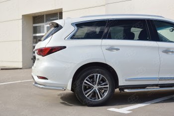 Защита заднего бампера (Ø63 мм уголки, нержавейка) SLITKOFF INFINITI QX60 L50 рестайлинг (2016-2021)