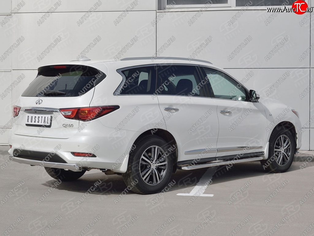 17 749 р. Защита заднего бампера (Ø75x42 мм, нержавейка) Russtal INFINITI QX60 L50 рестайлинг (2016-2021)  с доставкой в г. Набережные‑Челны