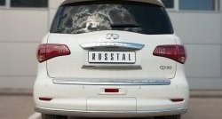 Защита заднего бампера (Ø75x42 мм, нержавейка) Russtal INFINITI QX80 Z62 1-ый рестайлинг (2014-2018)