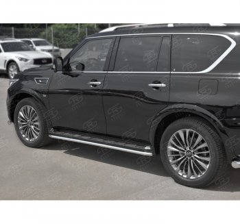 18 349 р. Защита порогов (Ø42 мм, нержавейка) SLITKOFF  INFINITI QX80  Z62 (2018-2024) 2-ой рестайлинг  с доставкой в г. Набережные‑Челны. Увеличить фотографию 2