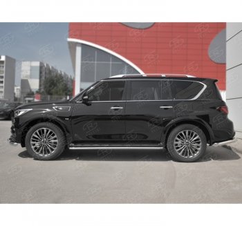 18 349 р. Защита порогов (Ø42 мм, нержавейка) SLITKOFF  INFINITI QX80  Z62 (2018-2024) 2-ой рестайлинг  с доставкой в г. Набережные‑Челны. Увеличить фотографию 3