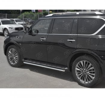 16 799 р. Защита порогов (Ø42 мм, нержавейка) SLITKOFF  INFINITI QX80  Z62 (2018-2024) 2-ой рестайлинг  с доставкой в г. Набережные‑Челны. Увеличить фотографию 2