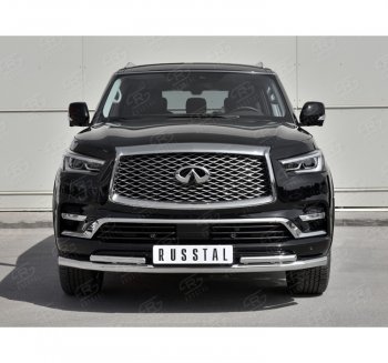 26 999 р. Защита переднего бампера (2 трубы Ø63 и 42 мм, нержавейка) SLITKOFF  INFINITI QX80  Z62 (2018-2024) 2-ой рестайлинг  с доставкой в г. Набережные‑Челны. Увеличить фотографию 3