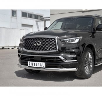 22 899 р. Защита переднего бампера (Ø76 мм, нержавейка) SLITKOFF  INFINITI QX80  Z62 (2018-2024) 2-ой рестайлинг  с доставкой в г. Набережные‑Челны. Увеличить фотографию 3