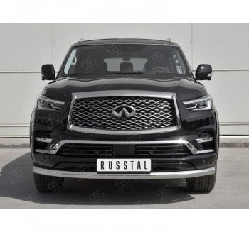 22 899 р. Защита переднего бампера (Ø76 мм, нержавейка) SLITKOFF  INFINITI QX80  Z62 (2018-2024) 2-ой рестайлинг  с доставкой в г. Набережные‑Челны. Увеличить фотографию 4