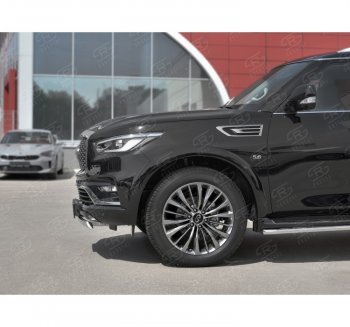 14 999 р. Защита переднего бампера (Ø75х42 мм, нержавейка) Russtal INFINITI QX80 Z62 2-ой рестайлинг (2018-2024)  с доставкой в г. Набережные‑Челны. Увеличить фотографию 2