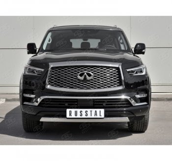 14 999 р. Защита переднего бампера (Ø75х42 мм, нержавейка) Russtal INFINITI QX80 Z62 2-ой рестайлинг (2018-2024)  с доставкой в г. Набережные‑Челны. Увеличить фотографию 4