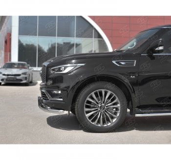 21 999 р. Защита переднего бампера (Ø63 мм, нержавейка) SLITKOFF  INFINITI QX80  Z62 (2018-2024) 2-ой рестайлинг  с доставкой в г. Набережные‑Челны. Увеличить фотографию 2