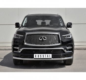 21 999 р. Защита переднего бампера (Ø63 мм, нержавейка) SLITKOFF  INFINITI QX80  Z62 (2018-2024) 2-ой рестайлинг  с доставкой в г. Набережные‑Челны. Увеличить фотографию 3