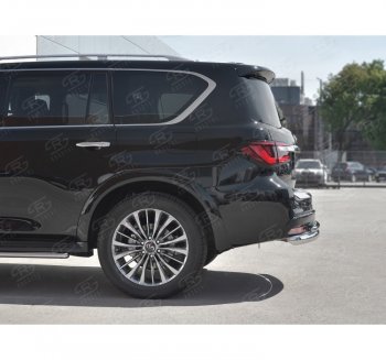 21 549 р. Защита заднего бампера (2 трубы Ø76 и 42 мм, нержавейка) SLITKOFF  INFINITI QX80  Z62 (2018-2024) 2-ой рестайлинг  с доставкой в г. Набережные‑Челны. Увеличить фотографию 2