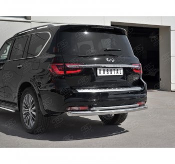 21 549 р. Защита заднего бампера (2 трубы Ø76 и 42 мм, нержавейка) SLITKOFF  INFINITI QX80  Z62 (2018-2024) 2-ой рестайлинг  с доставкой в г. Набережные‑Челны. Увеличить фотографию 3