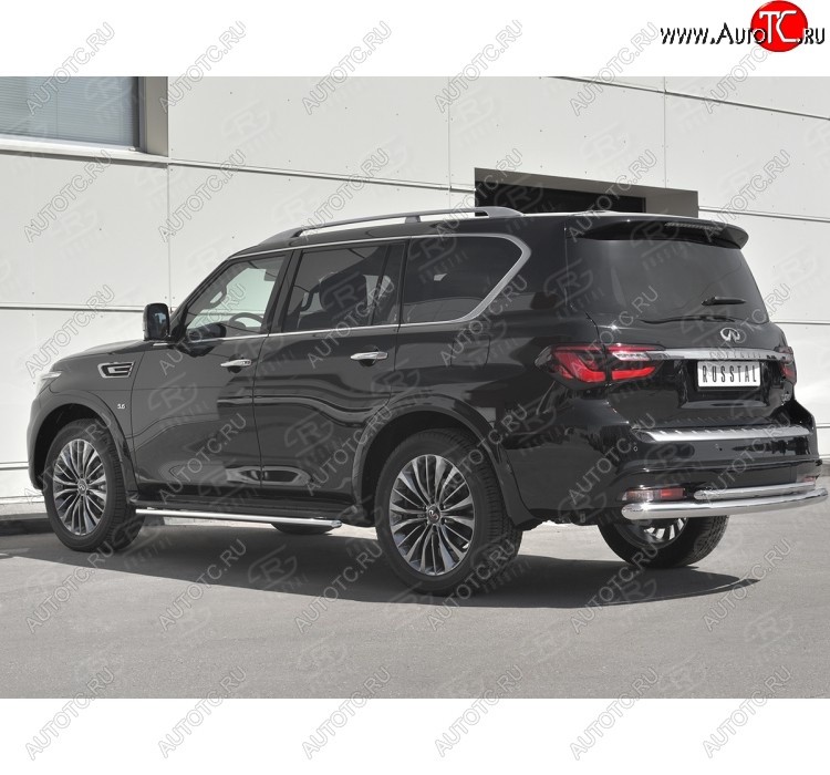 21 549 р. Защита заднего бампера (2 трубы Ø76 и 42 мм, нержавейка) SLITKOFF  INFINITI QX80  Z62 (2018-2024) 2-ой рестайлинг  с доставкой в г. Набережные‑Челны