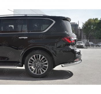 15 749 р. Защита заднего бампера (Ø76 мм, нержавейка) SLITKOFF  INFINITI QX80  Z62 (2018-2024) 2-ой рестайлинг  с доставкой в г. Набережные‑Челны. Увеличить фотографию 2