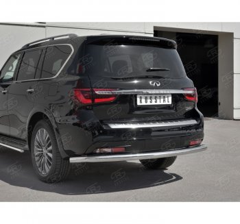 15 749 р. Защита заднего бампера (Ø76 мм, нержавейка) SLITKOFF  INFINITI QX80  Z62 (2018-2024) 2-ой рестайлинг  с доставкой в г. Набережные‑Челны. Увеличить фотографию 3