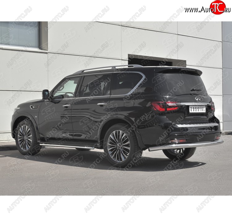 15 749 р. Защита заднего бампера (Ø76 мм, нержавейка) SLITKOFF  INFINITI QX80  Z62 (2018-2024) 2-ой рестайлинг  с доставкой в г. Набережные‑Челны