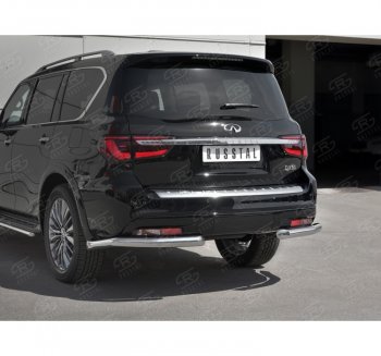 16 849 р. Защита заднего бампера (Ø76 мм уголки, нержавейка) SLITKOFF  INFINITI QX80  Z62 (2018-2024) 2-ой рестайлинг  с доставкой в г. Набережные‑Челны. Увеличить фотографию 3