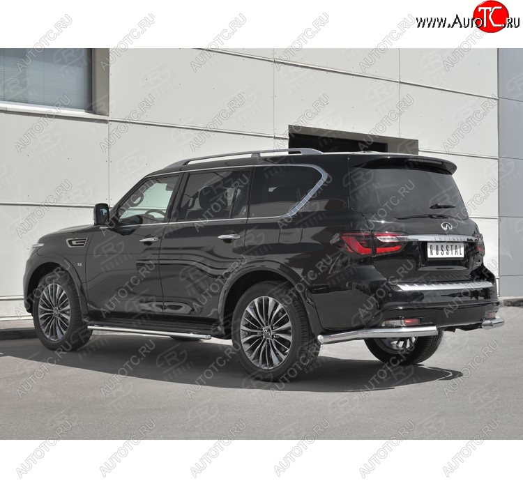 16 849 р. Защита заднего бампера (Ø76 мм уголки, нержавейка) SLITKOFF  INFINITI QX80  Z62 (2018-2024) 2-ой рестайлинг  с доставкой в г. Набережные‑Челны