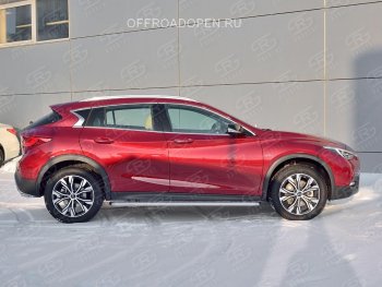 22 999 р. Порожки для ног (труба Ø42) SLITKOFF  INFINITI QX30  H15E (2016-2020) (Вариант 2 (лист алюм, проф.сталь))  с доставкой в г. Набережные‑Челны. Увеличить фотографию 3