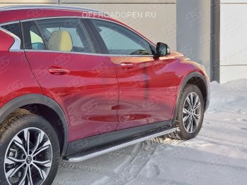 38 999 р. Порожки для ног (труба Ø42) SLITKOFF  INFINITI QX30  H15E (2016-2020) (Вариант 3 (лист нерж, проф. нерж))  с доставкой в г. Набережные‑Челны. Увеличить фотографию 3