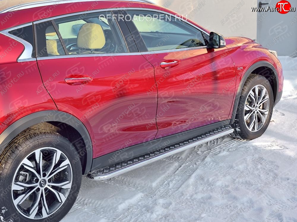 22 999 р. Порожки для ног (труба Ø42) SLITKOFF  INFINITI QX30  H15E (2016-2020) (Вариант 2 (лист алюм, проф.сталь))  с доставкой в г. Набережные‑Челны