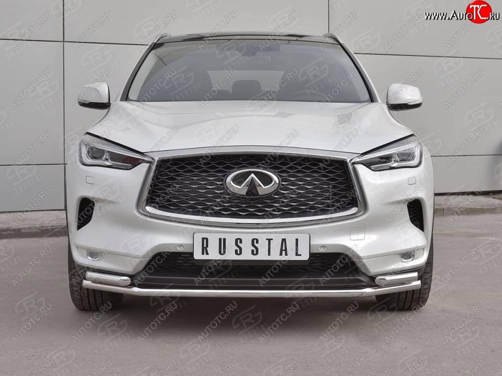 20 949 р. Защита переднего бампера (2 трубы Ø42 мм, нержавейка) SLITKOFF INFINITI Qx50 J55 (2017-2022)  с доставкой в г. Набережные‑Челны