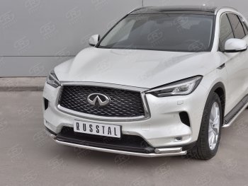 20 949 р. Защита переднего бампера (2 трубы Ø42 мм, нержавейка) SLITKOFF INFINITI Qx50 J55 (2017-2022)  с доставкой в г. Набережные‑Челны. Увеличить фотографию 2