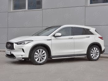 20 949 р. Защита переднего бампера (2 трубы Ø42 мм, нержавейка) SLITKOFF INFINITI Qx50 J55 (2017-2022)  с доставкой в г. Набережные‑Челны. Увеличить фотографию 3