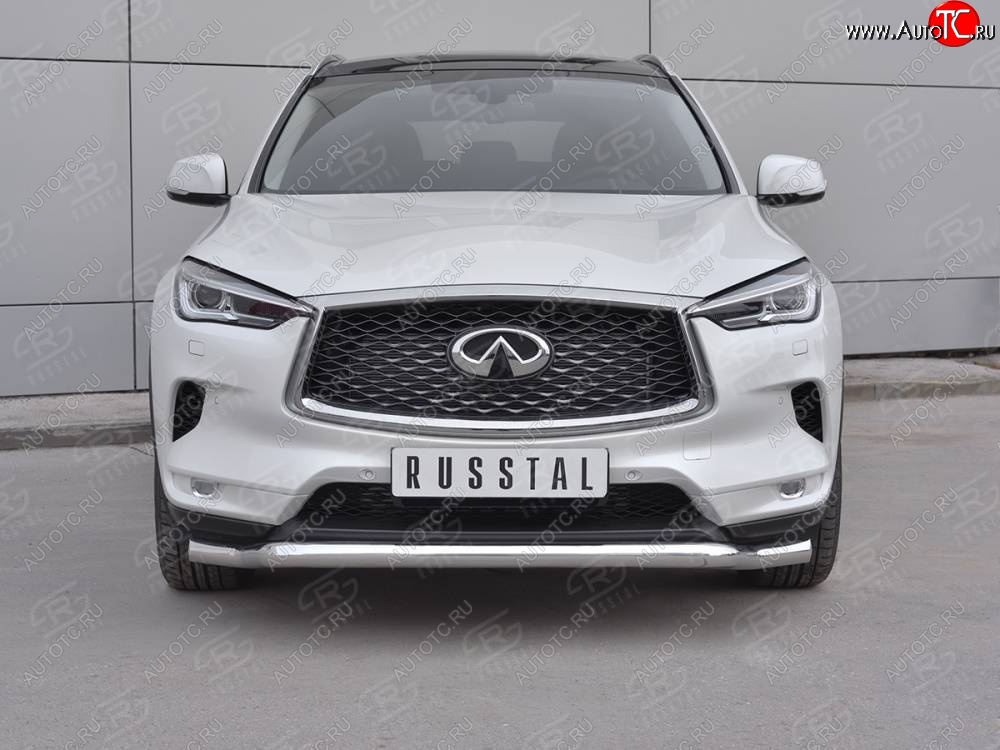 23 999 р. Защита переднего бампера SLITKOFF (Ø63 мм волна, нержавейка)  INFINITI Qx50  J55 (2017-2022)  с доставкой в г. Набережные‑Челны