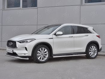 23 999 р. Защита переднего бампера SLITKOFF (Ø63 мм волна, нержавейка)  INFINITI Qx50  J55 (2017-2022)  с доставкой в г. Набережные‑Челны. Увеличить фотографию 3