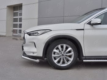 23 999 р. Защита переднего бампера SLITKOFF (Ø63 мм волна, нержавейка)  INFINITI Qx50  J55 (2017-2022)  с доставкой в г. Набережные‑Челны. Увеличить фотографию 4