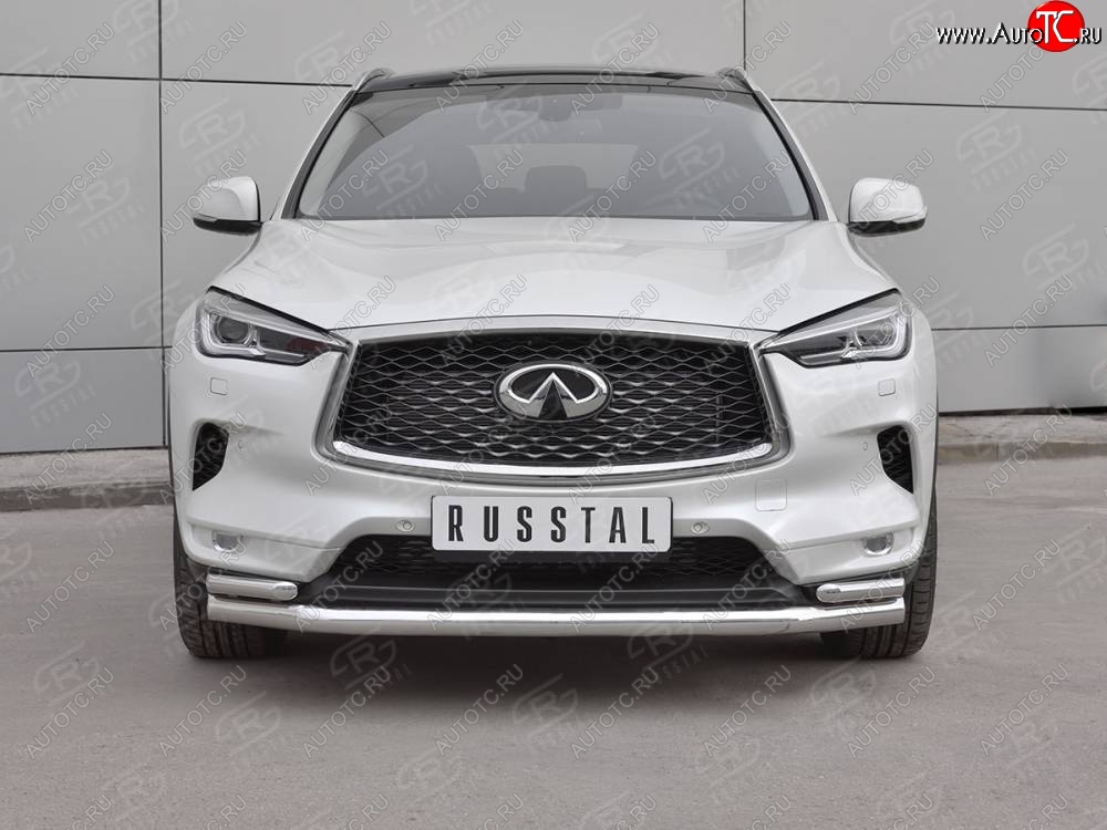 23 999 р. Защита переднего бампера (2 трубы Ø63 и 42 мм, нержавейка) SLITKOFF  INFINITI Qx50  J55 (2017-2022)  с доставкой в г. Набережные‑Челны