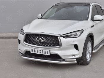 23 999 р. Защита переднего бампера (2 трубы Ø63 и 42 мм, нержавейка) SLITKOFF  INFINITI Qx50  J55 (2017-2022)  с доставкой в г. Набережные‑Челны. Увеличить фотографию 2