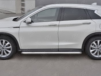 35 999 р. Порожки для ног SLITKOFF (Ø63 мм)  INFINITI Qx50  J55 (2017-2022) (Лист алюминиевый, труба - нержавейка)  с доставкой в г. Набережные‑Челны. Увеличить фотографию 2