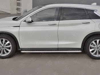 24 649 р. Порожки для ног SLITKOFF (Ø42 мм)  INFINITI Qx50  J55 (2017-2022) (Лист алюминиевый, труба - нержавейка)  с доставкой в г. Набережные‑Челны. Увеличить фотографию 2