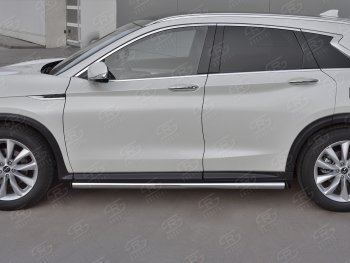 20 849 р. Защита порогов (Ø63 мм, нержавейка) SLITKOFF  INFINITI Qx50  J55 (2017-2022) (С пластиковыми заглушками на торцах)  с доставкой в г. Набережные‑Челны. Увеличить фотографию 3