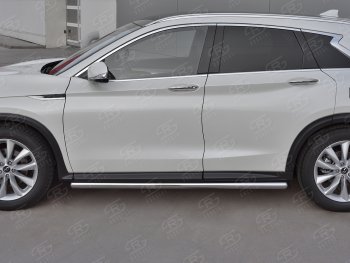 21 999 р. Защита порогов (Ø63 мм, нержавейка) SLITKOFF  INFINITI Qx50  J55 (2017-2022) (Металлические торцы под 90°)  с доставкой в г. Набережные‑Челны. Увеличить фотографию 3