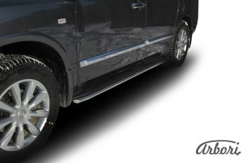 Защита штатных порогов Arbori (нержавейка, d42 mm). INFINITI QX56 JA60 дорестайлинг (2004-2007)