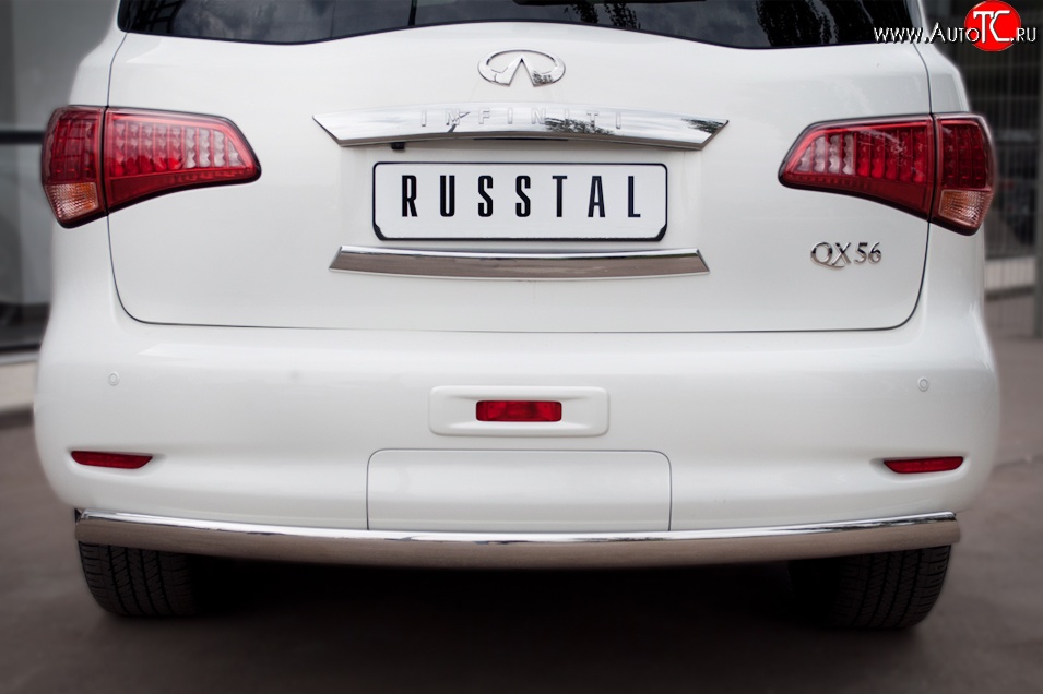 16 849 р. Защита заднего бампера (Ø75x42 мм, нержавейка) Russtal INFINITI QX56 Z62 (2010-2013)  с доставкой в г. Набережные‑Челны