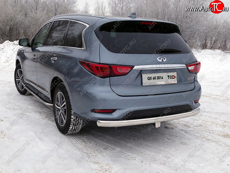 24 999 р. Защита заднего бампера (овальная) ТСС (нержавейка d75х42 мм) INFINITI QX60 L50 рестайлинг (2016-2021)  с доставкой в г. Набережные‑Челны