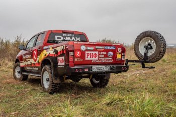 70 999 р. Бампер задний силовой РИФ (стандарт) Isuzu D-Max RT85 ExtendedCab дорестайлинг (2011-2017) (С квадратом под фаркоп, калиткой и фонарями)  с доставкой в г. Набережные‑Челны. Увеличить фотографию 5