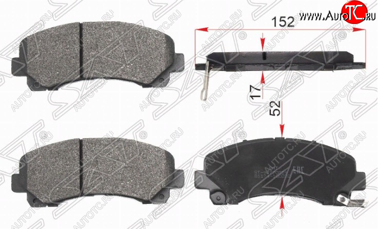 1 239 р. Комплект тормозных колодок для SAT (152*17*52 мм) Isuzu D-Max RA,RC DoubleCab (2002-2012)  с доставкой в г. Набережные‑Челны