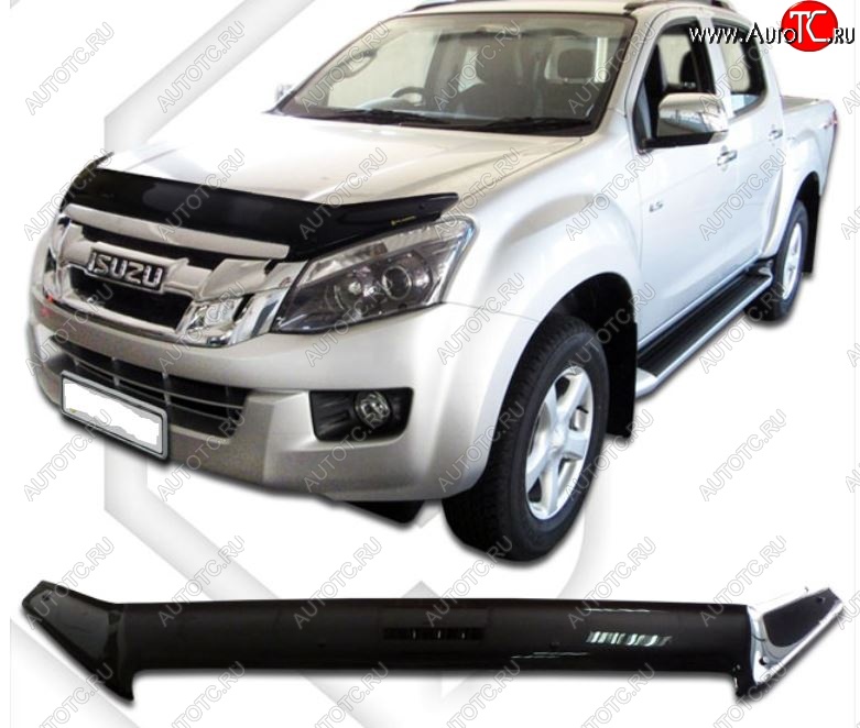 2 199 р. Дефлектор капота CA-Plastiс  Isuzu D-Max  RT85 DoubleCab (2011-2017) дорестайлинг (Classic черный, Без надписи)  с доставкой в г. Набережные‑Челны