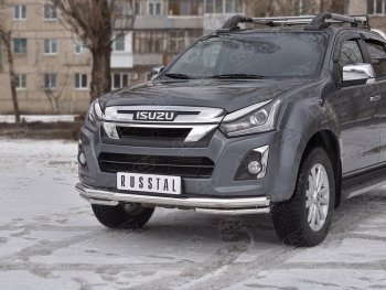 20 999 р. Защита переднего бампера (2 трубы Ø63 и 42 мм, нержавейка) SLITKOFF  Isuzu D-Max  RT85,TFR DoubleCab (2015-2021) рестайлинг  с доставкой в г. Набережные‑Челны. Увеличить фотографию 2