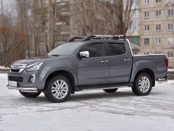 20 999 р. Защита переднего бампера (2 трубы Ø63 и 42 мм, нержавейка) SLITKOFF  Isuzu D-Max  RT85,TFR DoubleCab (2015-2021) рестайлинг  с доставкой в г. Набережные‑Челны. Увеличить фотографию 3