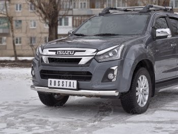 17 399 р. Защита переднего бампера (Ø 76 мм, нержавейка) SLITKOFF  Isuzu D-Max  RT85,TFR DoubleCab (2015-2021) рестайлинг  с доставкой в г. Набережные‑Челны. Увеличить фотографию 2