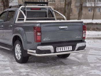 21 449 р. Защита заднего бампера (Ø63/63 мм, нержавейка) SLITKOFF Isuzu D-Max RT85,TFR DoubleCab рестайлинг (2015-2021)  с доставкой в г. Набережные‑Челны. Увеличить фотографию 2