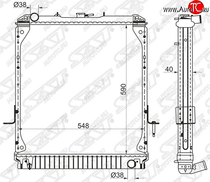 14 249 р. Радиатор двигателя (пластинчатый, МКПП) SAT Isuzu Elf (NPR75)  дорестайлинг (2006-2014)  с доставкой в г. Набережные‑Челны