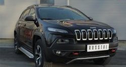 16 699 р. Защита переднего бампера (Trailhawk Ø42 мм волна, нержавейка) SLITKOFF  Jeep Cherokee  KL (2014-2017) дорестайлинг  с доставкой в г. Набережные‑Челны. Увеличить фотографию 2